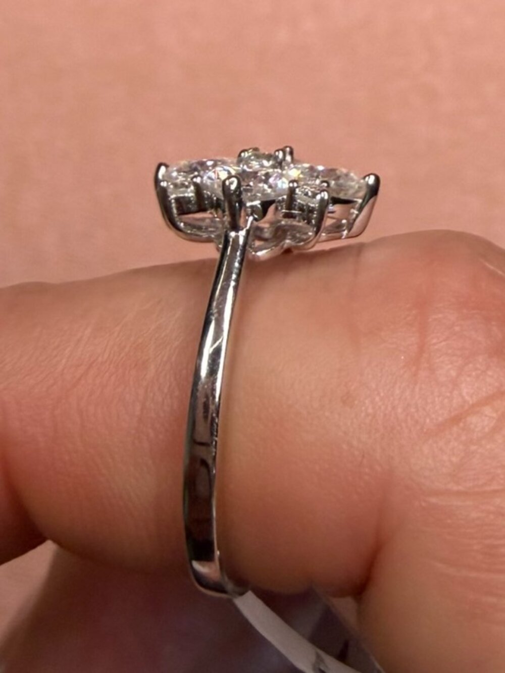 1.8 ct Moissanite .925 Sterling Silver Floral Cluster Ring - Size 7 - Picture 4 of 10